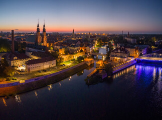 Opole nad Odrą i Stare Miasto z katedrą widziane z powietrza © Henryk Niestrój