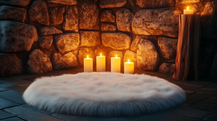 Soft Lighting and Textured Stone Interior Scene