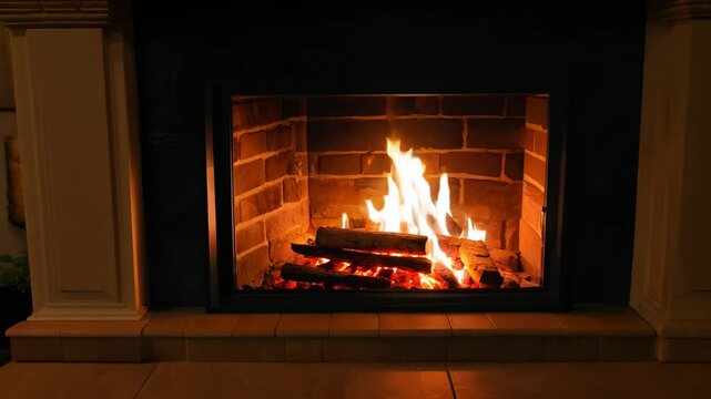 Brick fireplace showcases country heritage with authentic details, rustic igniting warm nostalgia, rustic enhancing cozy design, rustic resonating with buyers seeking comforting interior visuals.