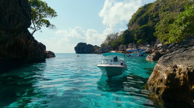 Boat adventure in the similan islands thailand scenic nature photography crystal clear waters tranquil environment