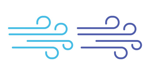 Wind icons. Black line symbols isolated on a white background. Editable stroke. Vector illustration. EPS 10.