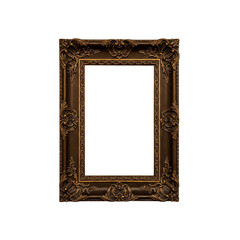antique picture border frame isolated on transparent background or white background