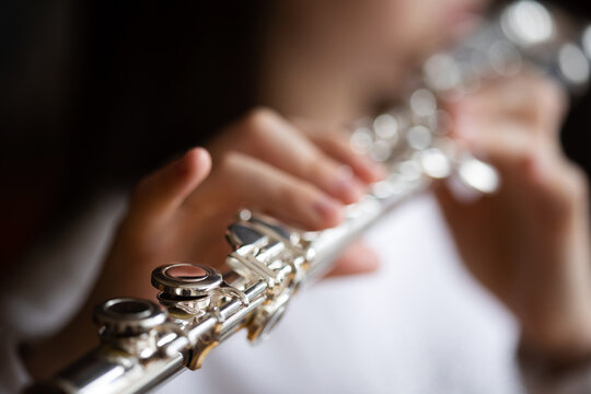 musical instrument flute close-up. classical music performed by wind instruments. background for concert poster