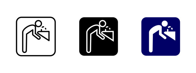 Drinking fountain icon. Public water station vector illustration. Hydration point symbol indicating access to clean drinking water. Refreshment facility sign for public areas, parks and restrooms.
