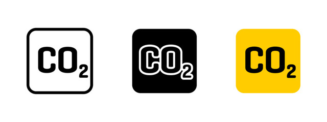 CO2 emissions icon. Carbon dioxide symbol vector illustration. Environmental sign indicating gas emissions and air pollution. Climate change warning symbol for industrial impact and sustainability.