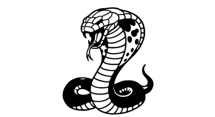 Fototapeta premium Aggressive cobra snake ready to strike against a white background with copy space
