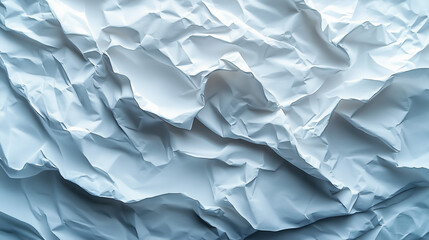 Obraz premium Crumpled white paper texture with intricate folds and shadows for artistic backgrounds and design graphic resource, crumpled paper, wallpaper, background, AI generated