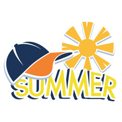 sticker text summer with image cap sun vector image