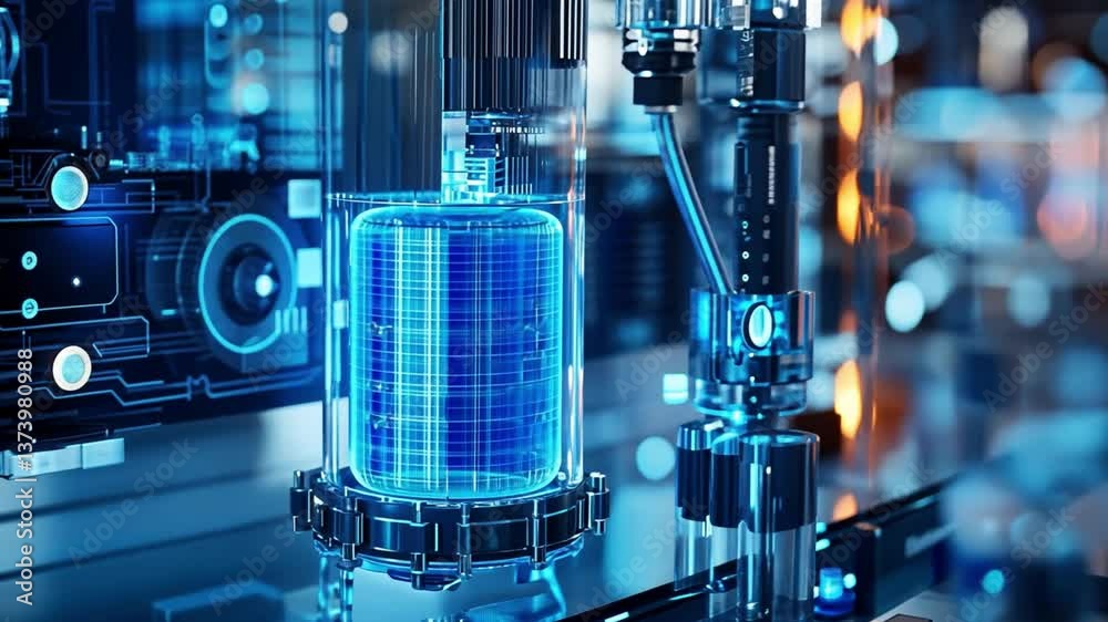 Poster Futuristic Digital Technology Interface with Complex Circuit Board and Transparent Elements in a Science Lab Setting