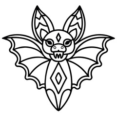 Bat exotic mandala colorful-traditional tattoo.