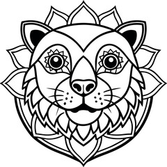 Beaver face exotic mandala colorful traditional 