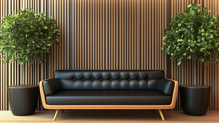 Obraz premium Luxurious Living Room with Modern Leather Couch
