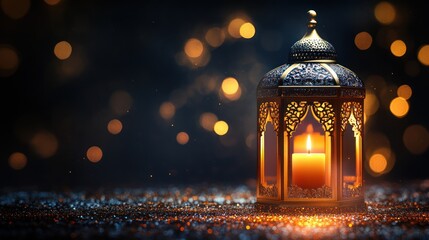 Festive lantern glows, night bokeh background