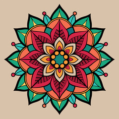 Fototapeta premium Exotic mandala-colorful-traditional-tattoo.
