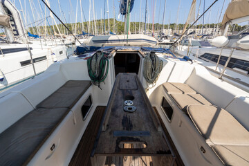 Fototapeta premium Sail boat at pier. High quality photo