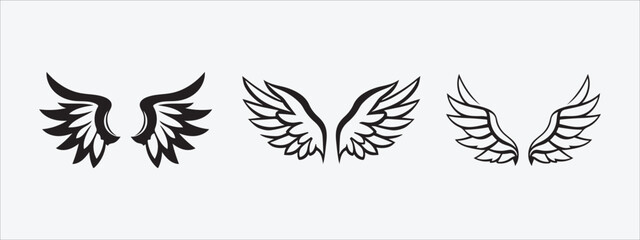 Black and white wheat with flying bird symbols in vector style