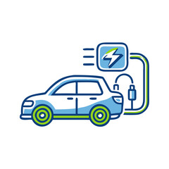 Electric car charge  icon - with energy symbol in a modern style  