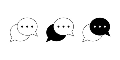 Set black bubble message chat social media icon flat vector design