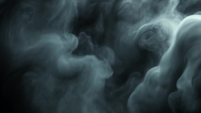 Mystical swirling fog and smoke in a dark atmosphere creating an ethereal and mysterious ambiance with soft and fluid shapes for backgrounds or visual effects