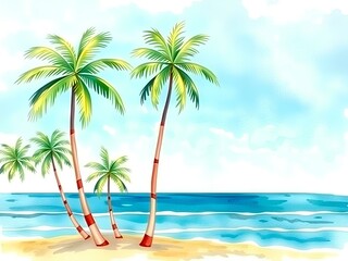 tropical beach with coconut palm trees