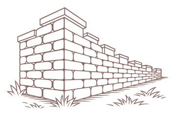 Obraz premium Aged brickwall texture illustration with broken stone blocks