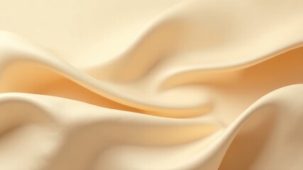 Obraz premium Soft flowing folds of beige silk fabric in abstract smooth wave pattern.