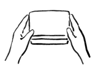 お弁当箱を開ける手のイラスト　opening a lunch box illustration