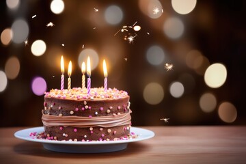 Birthday cake on a table dessert party food.