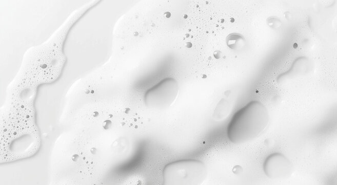 Textura de espuma de limpeza branca isolada em fundo branco com espuma suave, ideal para comerciais de mousse cosm&eacute;tica, sabonete e xampu em alta resolu&ccedil;&atilde;o