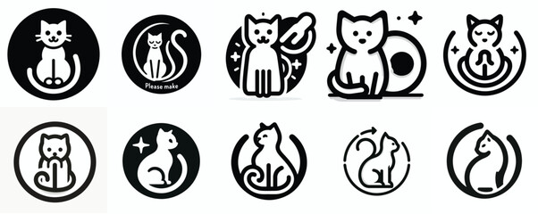 Sitting cat vector icon