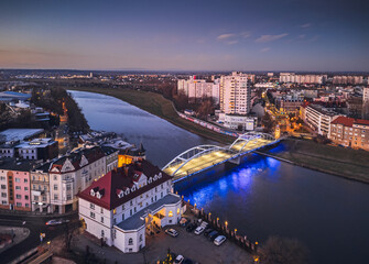 Opole widok miasta z powietrza w nocy © Henryk Niestrój