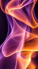 Obraz premium Abstract purple orange smoke swirls, dark background, design element