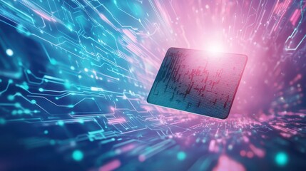 Futuristic smart card integration with digital wallet modern technology digital environment dynamic viewpoint