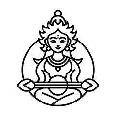 Vector art shows a woman in lotus pose for yoga meditation, a cartoon sketch of health and zen