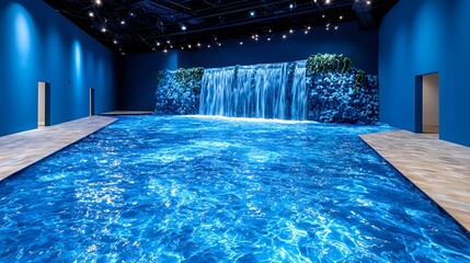 Serene Indoor Pool with Cascading Waterfall Feature
