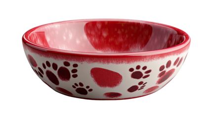 Bowl of Paws: A vibrant ceramic bowl, adorned with playful paw prints, sits ready.