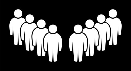 Symbol, ikona ludzi. Biały plik wektorowy na czarnym tle. © robert6666