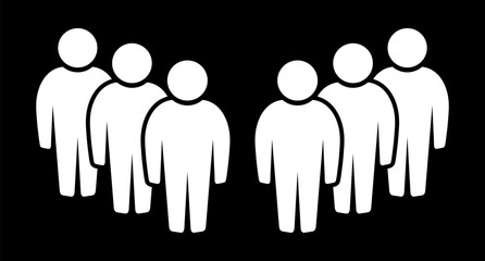 Symbol, ikona ludzi. Biały plik wektorowy na czarnym tle. © robert6666