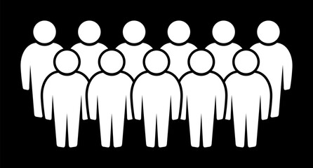 Symbol, ikona ludzi. Biały plik wektorowy na czarnym tle. © robert6666