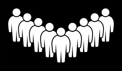 Symbol, ikona ludzi. Biały plik wektorowy na czarnym tle. © robert6666