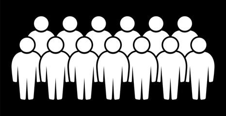 Symbol, ikona ludzi. Biały plik wektorowy na czarnym tle. © robert6666
