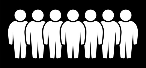 Symbol, ikona ludzi. Biały plik wektorowy na czarnym tle. © robert6666