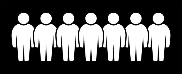 Symbol, ikona ludzi. Biały plik wektorowy na czarnym tle. © robert6666