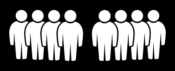 Symbol, ikona ludzi. Biały plik wektorowy na czarnym tle. © robert6666
