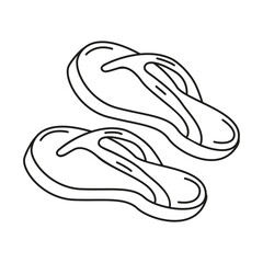 Vector illustration of beach slippers in doodle style. Summer light footwear.