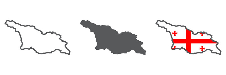 Map of Georgia icon collection, country and travel, Georgia country map vector icon set, vector graphics, editable stroke outline sign, eps 10
