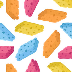 Vector seamless pattern with multi-colored cleaning sponges. Pattern for packaging, business cards and wallpaper.