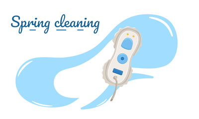 Vector drawing of window cleaner. Illustration of modern assistant for spring cleaning.