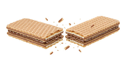 Crunchy Waffle with Gooey Melting Chocolate Filling - Transparent Background