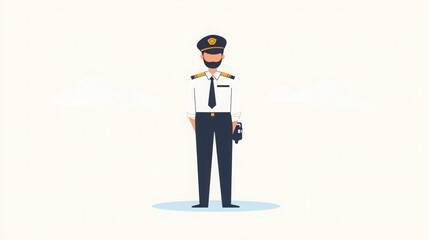 Pilot in Uniform, Illustration of a pilot in his uniform.